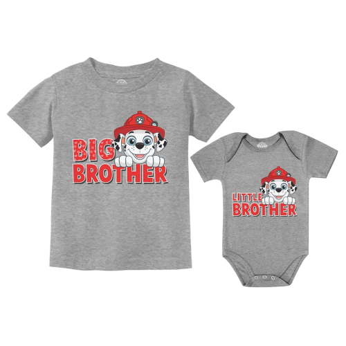 Paw Patrol Marshall Big Brother Little Brother Matching Outfits Shirts for Boys Kids Gray 4T / Baby Gray 6M (3-6M)