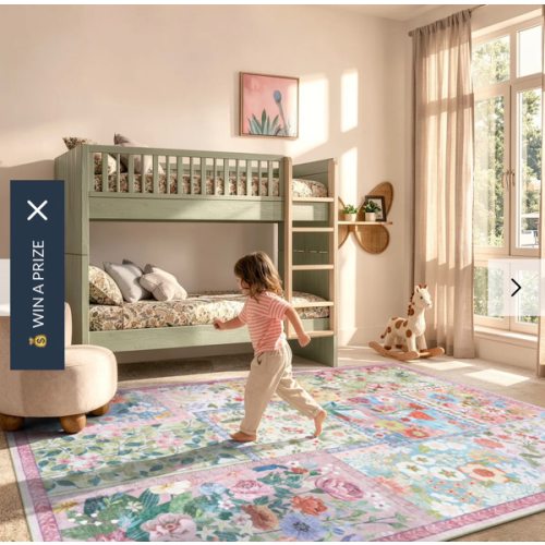 Amour Washable Patchwork Cottagecore Floral Pink Rug
