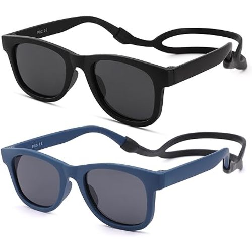 Hycredi Flexible Bendable Baby Polarized Sunglasses with Strap for Newborn Infant Boys Girls Age 0-18 Months