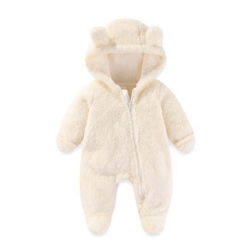 Baby Fleece Footed Pajamas - Winter Hooded Romper with Fold-Over Mittens, Newborn Sleepsuit for Girls Boys Baby Footed Pajamas