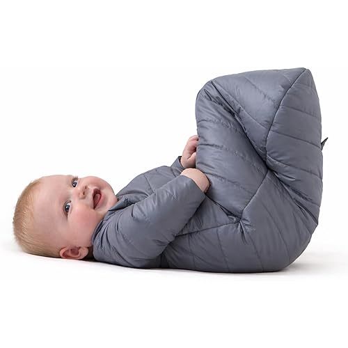 Baby Deedee Sleep Nest Travel - 3.5 TOG Quilted Sleep Sack with Removable Sleeves, Unisex Travel Wearable Blanket for Camping, Warm Baby Sleeping Bag, Toddler 6-18 Months, Gray Skies