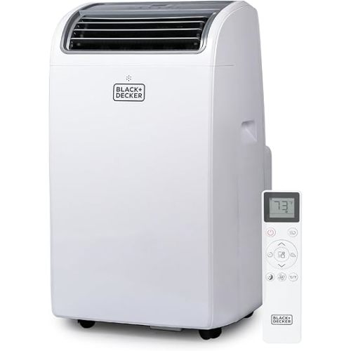 BLACK+DECKER Portable Air Conditioner,14,000 BTU Cooling, 12,000 BTU Heating for Rooms up to 700 Sq. Ft., Smart AC Unit with Follow Me Remote, BPACT14HWT, White