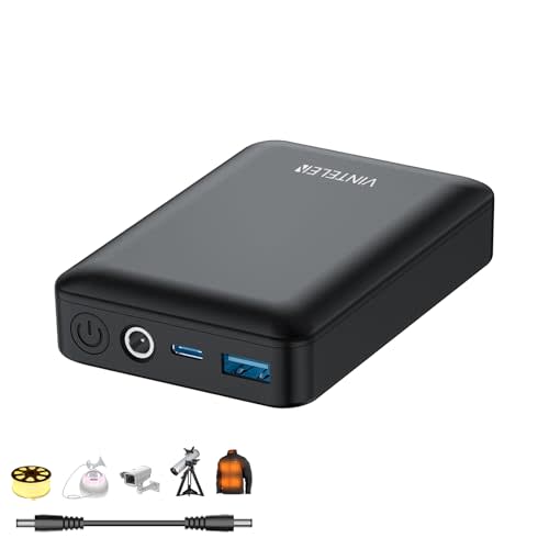 Rechargeable DC 12V Battery Pack Small PD45W USB-C Fast Charging Power Bank 15000mAh for LED Lights/Strips, Raspberry Pi 5, Spectra S2 Breast Pump, Celestron NexStar Telescope, Security Camera Etc