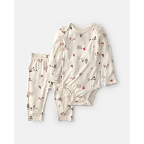 Baby 2-Piece North Pole PurelySoft™ Long-Sleeve Bodysuit & Pant Set - Cream | Carter's
