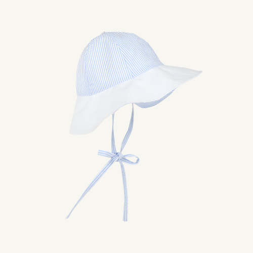 Sawyer Sun Hat - Breakers Blue Seersucker with Worth Avenue White