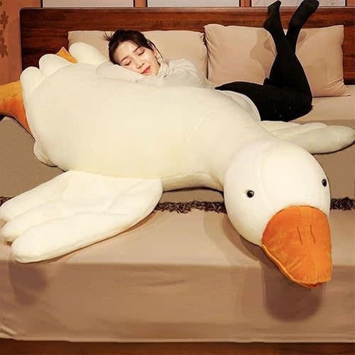 Srutirbo Giant White Goose Plush-35 in Soft Furry Swan Stuffed Animal Pillow,Huge Goose Plush Hugging Pillow Gifts for Every Age (35 in)