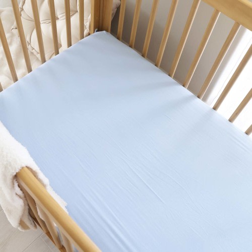 Solid Baby Blue Bamboo Crib Sheet