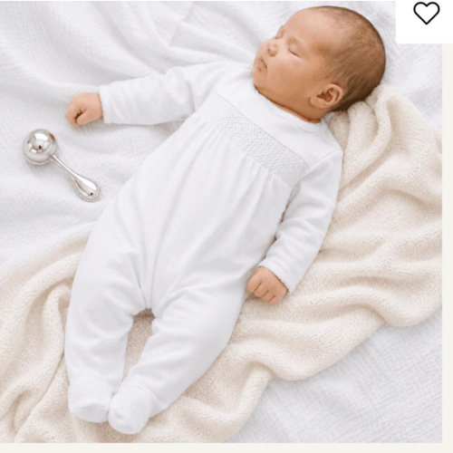 Unisex Baby White Hand Smocked Footie - Peruvian Pima Cotton – Magnolia Baby