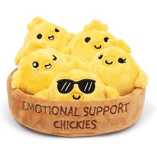 Emotional Support Chickies by Relatable, Cuddly Stuffed Animals and Toys, Squishy Toys and Plushies, Great Gift Ideas for Loved Ones of All Ages, Includes 5 Plushies with Carrying Basket