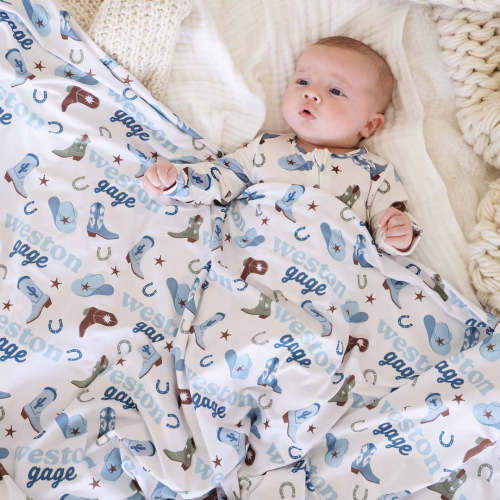 Boot Scootin' Personalized Swaddle Blanket