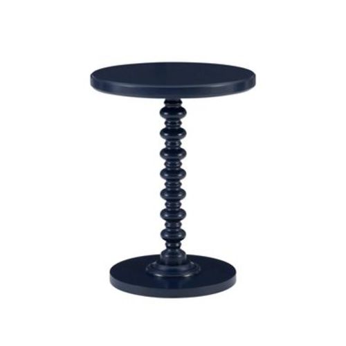 17" Teyla Traditional Round Wood Accent Spindle Table Navy Blue - Powell: Sturdy Pedestal Base, MDF Surface