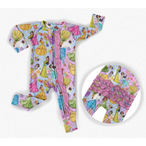 Dazzling Duos Princess Glam - Bamboo Ruffled Zippy Romper