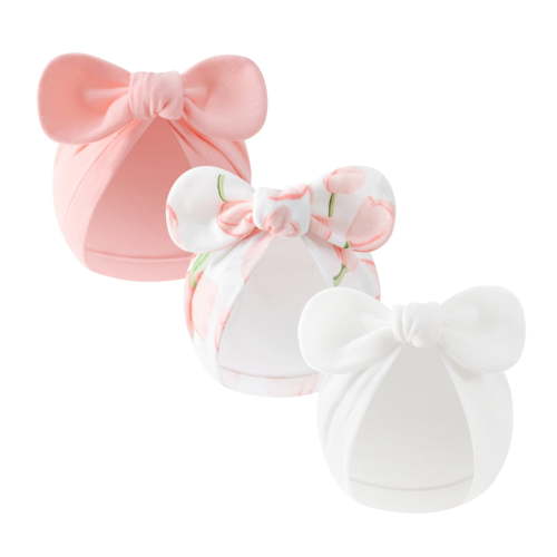 3Pcs/pack Lovely Baby Bowknot Hat Windproof Infant Bonnet Caps Newborns Shower Present for 0 to 3 Month Boys Girls