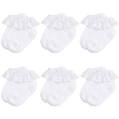 Baby girls Socks Ruffle Eyelet Lace Socks Infant Frilly White Dress Socks For Newborn