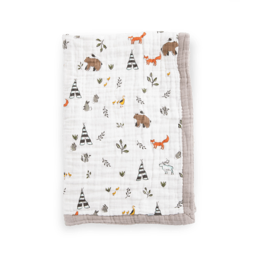 Cotton Muslin Baby Quilt - Forest Friends