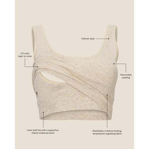 Sublime® Bamboo Scoop Neck Maternity & Nursing Longline Bra Top | Black - Kindred Bravely