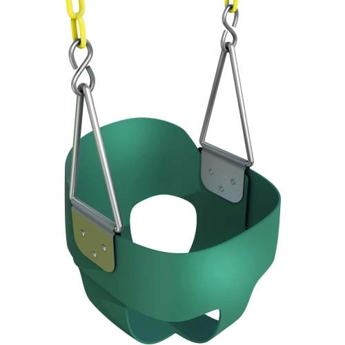 Jungle Gym Kingdom Toddler Swing, Green, Fully Assembled, High Back Bucket Seat, Outdoor Use