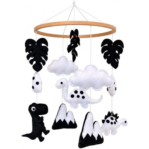 Black & White Dinosaur Baby Mobile, High Contrast Montessori Mobile