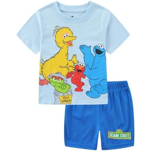 Sesame Street Boys Short Sleeve T-Shirt and Mesh Short Set for Toddler