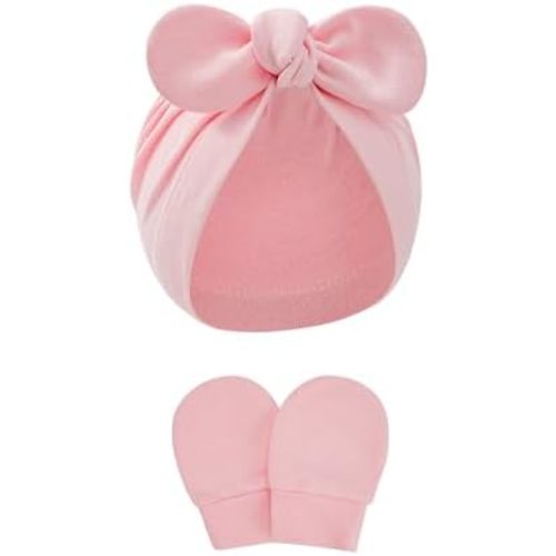 Amazon.com: Zando Big Bow Baby Hats and Mittens Newborn Hat Essentials Cotton Warmth Safety Anti-Scratch Infant Hospital Hat Baby Pink Turban for Christmas Hallowmas Daily Sleep Birthday Girls Boys 0-2T: Clothing, Shoes & Jewelry