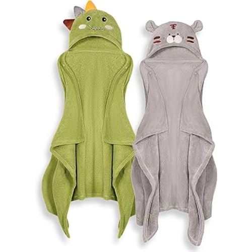 Toddler Bath Towel Hooded Kids Towels Baby Bath Towels for Boy Girl 0-5 Year, 2-Pack Thick Absorbent Toddler Towels with Hood Kids Bath Towel, Large 50''x32'' Baby Hooded Towel for Kids