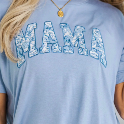 NURSING COLLECTION: Mama Blue Toile Patchwork Top