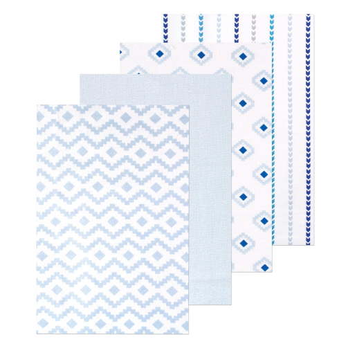 Luvable Friends Hudson Baby Flannel Receiving Blankets 4pk, Contemporary Blue Mix
