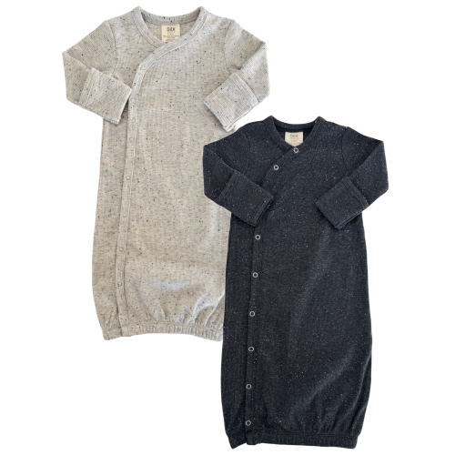 Heather & Charcoal Speckle / Gown 2-Pack