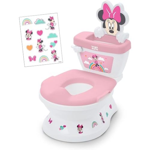 Bright Starts Disney Junior Minnie Mouse My Size Potty Training Toilet, Toddler Potty Chair with Flushing & Cheering Sounds, Removable Seat with Splash Guard & Handles, Ages 18+ Months, Up to 50 lbs