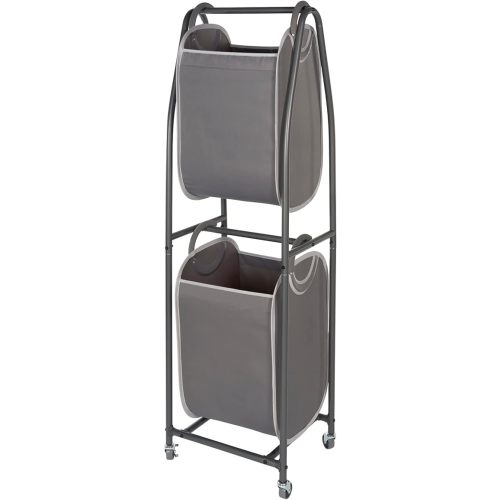 Neatfreak - 2 Tier Laundry Sorter - Laundry Hamper With Wheels & 2 x Laundry Basket Tote Bags For Dirty Clothes, Towels, Blankets, Bathroom Storage & Laundry Room Organization
