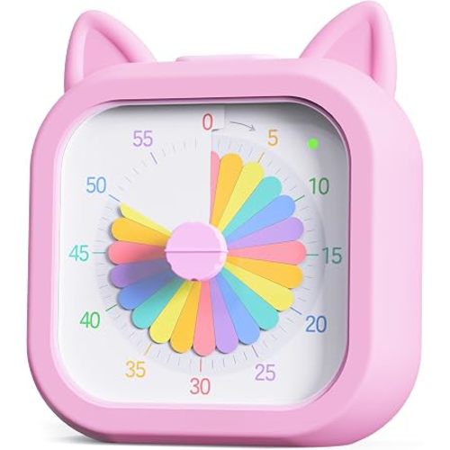 Owliwise Cat Visual Timer for Kids, 60 Min Countdown, 3 Sound Modes