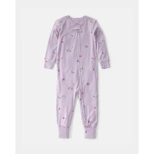 Baby Girl Fairytale PurelySoft 2-Way Zip 1-Piece Pajama - Purple | Carter's