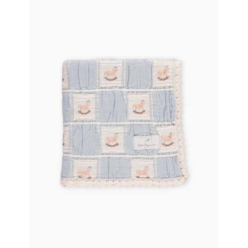 Rocking Horse Blanket in Blue Horse Patchwork
