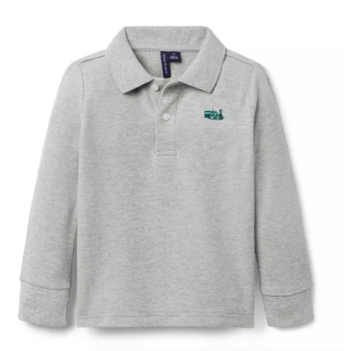 Pique Polo Embroidered Train Shirt, 6-12M
