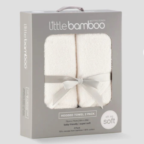 Little Bamboo Baby Hooded Towel 2PK - Natural – Little Linen Created