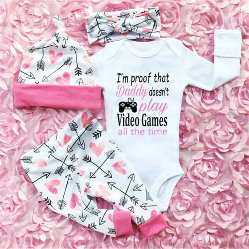 Izhansean Newborn Toddler Baby Girls Clothes Romper Jumpsuit Bodysuit+Pants Outfits Set White 0-3 Months