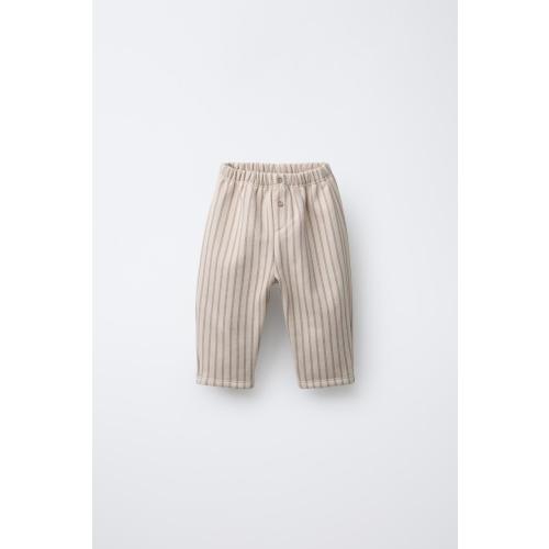 STRIPED BAGGY PANTS - Beige | ZARA United States