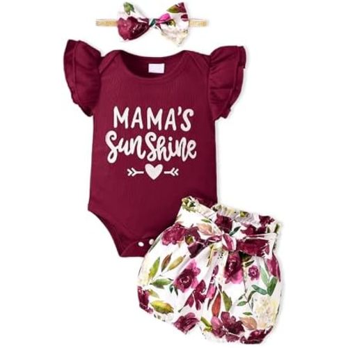 Newborn Infant Baby Girl Clothes Ruffle Sleeve Romper Shorts Set Floral Summer Outfits Cute Baby Girl Clothing