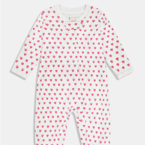 Infant Hearts Zipper Footie