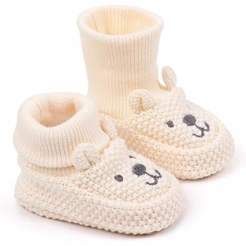 HsdsBebe Newborn Baby Boys Girls Booties Knit Cartoon animal Booties Warm Soft Cozy Socks Shoes for Baby Shower Table Decorations