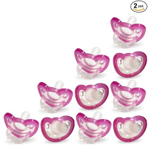 RaZbaby Jollypop Pacifier for Babies 3 Months and Up, USA Made, Natural Shaped Orthodontic Binky, Lovingly Shared in NICUs & Hospitals Worldwide, Medical-Grade 100% BPA-Free - 2 Pack - Pink