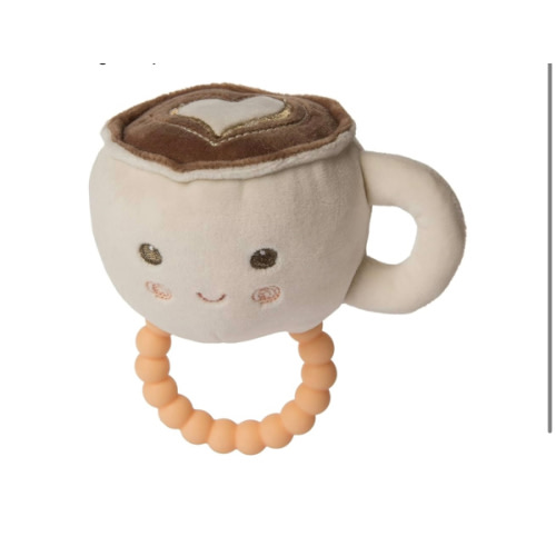 Mary Meyer Sweet Soothie Soft Baby Rattle with Teether Ring, Latte