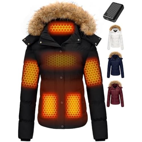 Wulcea Graphene Heated Jacket For Women 12V 18400mAh Fast Charge With Large Capacity