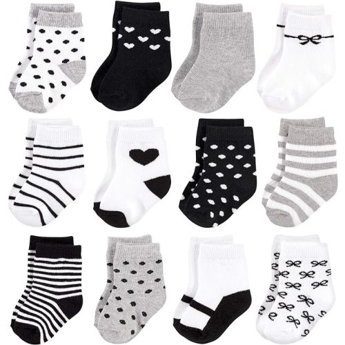 Hudson Baby Baby Girls' Cotton Rich Newborn and Terry Socks