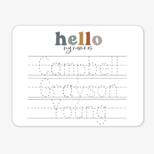 Kids Personalized Whiteboard | Hello My Name Is - Neutral