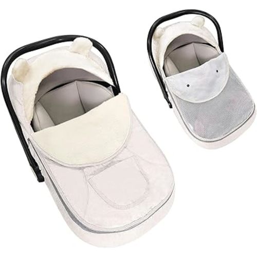 Baby Car Seat Cover,Winter Car Seat Cover for Babies,2 in 1Universal Infant Car Seat Cover for Boys & Girls-Keeps Babies Warm and Cozy,Zipped Baby Carseat Cover Fit for All Season