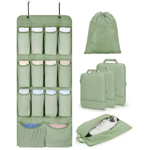 BAGSMART Hanging Compression Packing Cubes for Closet Organizers And Storage, 6 Set Suitcase Organizer Bags Set, Cruise Travel Essentials for Women
