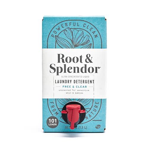 Root & Splendor Ultra Concentrated Non Toxic Laundry Detergent Liquid - EWG Verified - Plant Based & Eco Friendly Enzymatic Laundry Soap, Free & Clear, 1.5 Liter, 101 Loads