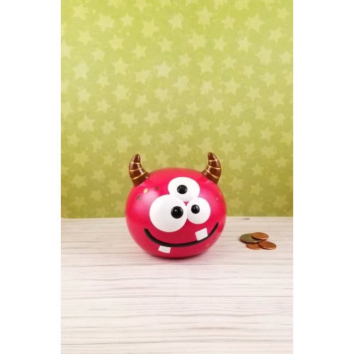 Red and Gold Monster Piggy Bank, Monster Piggy Bank, Piggy Bank, Baby Bank, Baby Shower Gift, Piggy Bank for Kids, Piggy Bank for Girls