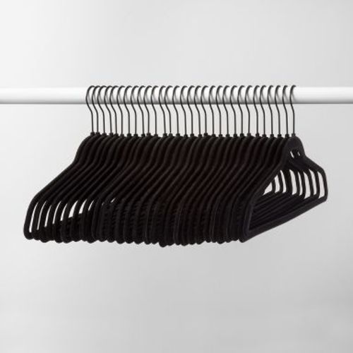30pk Suit Flocked Hangers Black - Brightroom™: Velvet Clothes Hangers for Sweaters, Shirts, Dresses, Suits